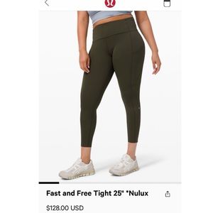 Lululemon Fast and Free Tights 25”